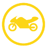 Gelbes Motorradsymbol